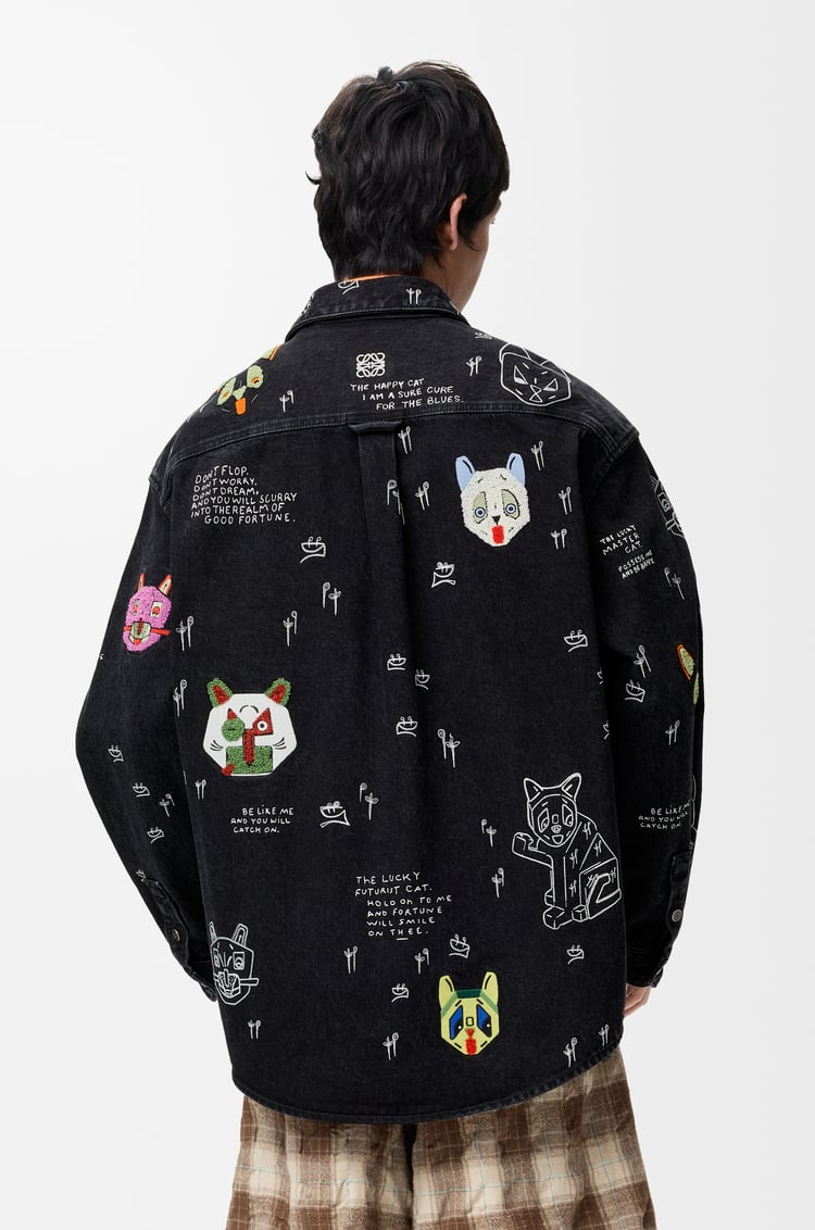 LOEWE Giacca-camicia in denim Nero/Multicolore