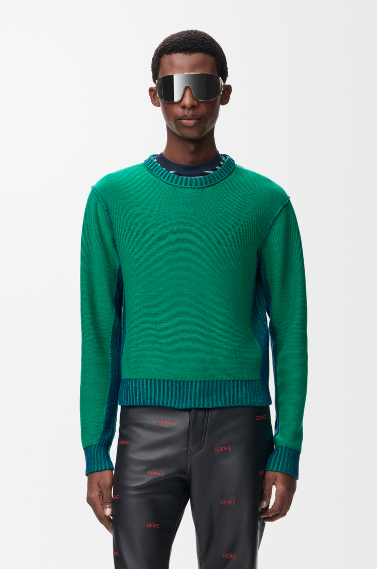 LOEWE Sweater in cotton and wool Green/Blue