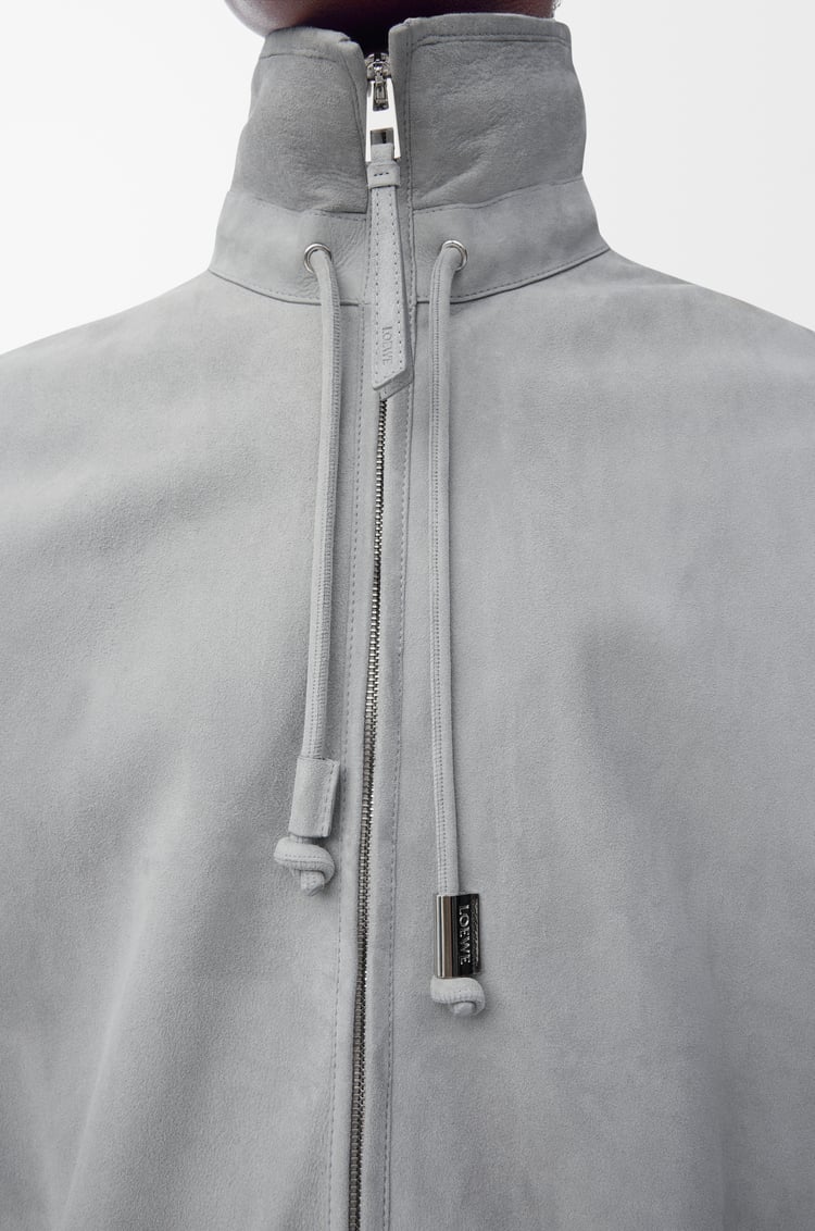 LOEWE Zip-up jacket in suede lambskin Light Grey