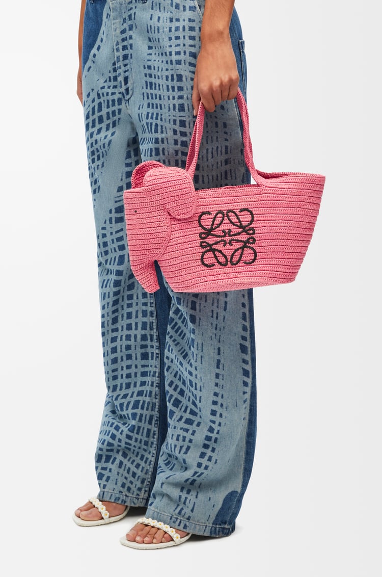 LOEWE Small Elephant Basket bag in raffia Sunset Pink