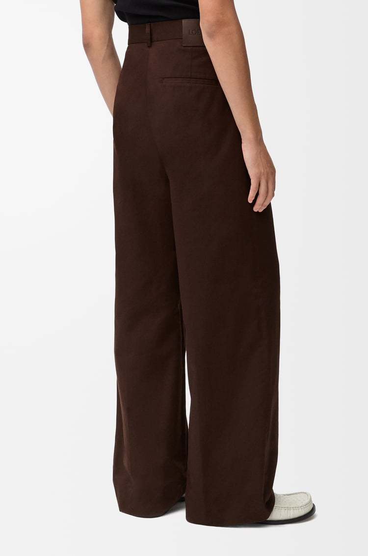 LOEWE Pleated trousers in cotton Chocolate Brown