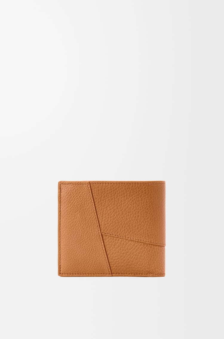 LOEWE 柔軟粒面小牛皮 Puzzle 雙摺錢包 淺峽谷棕色