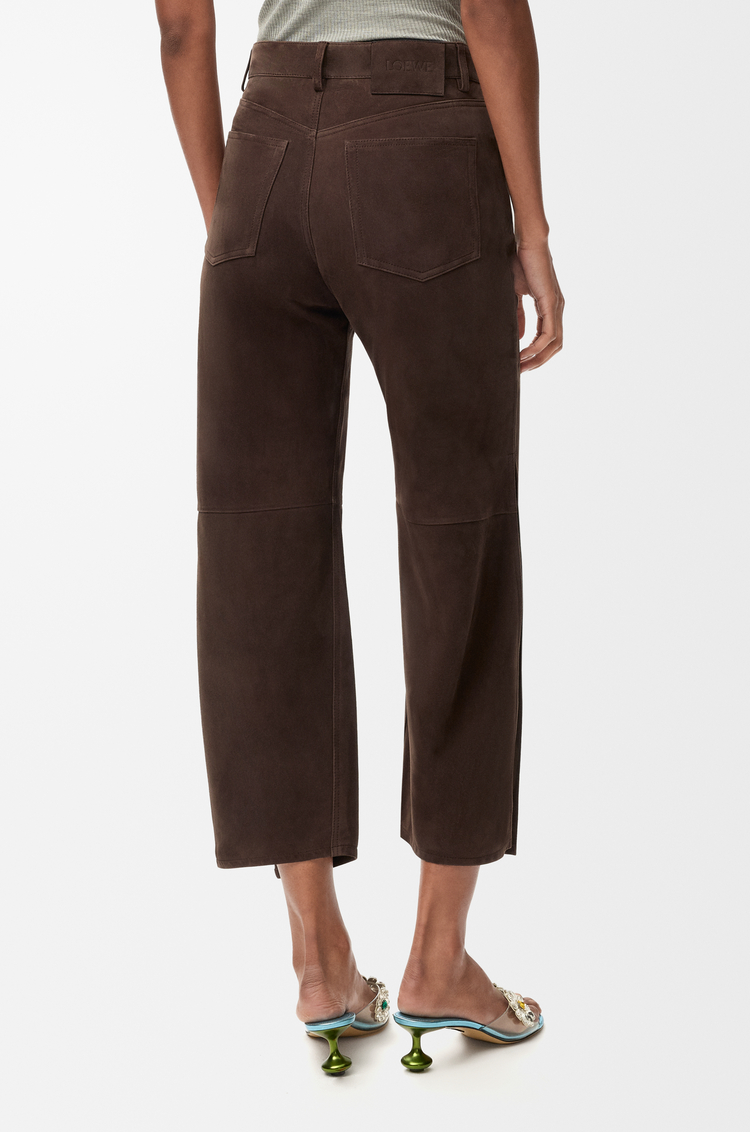 LOEWE 绒面羊皮革长裤 深棕色