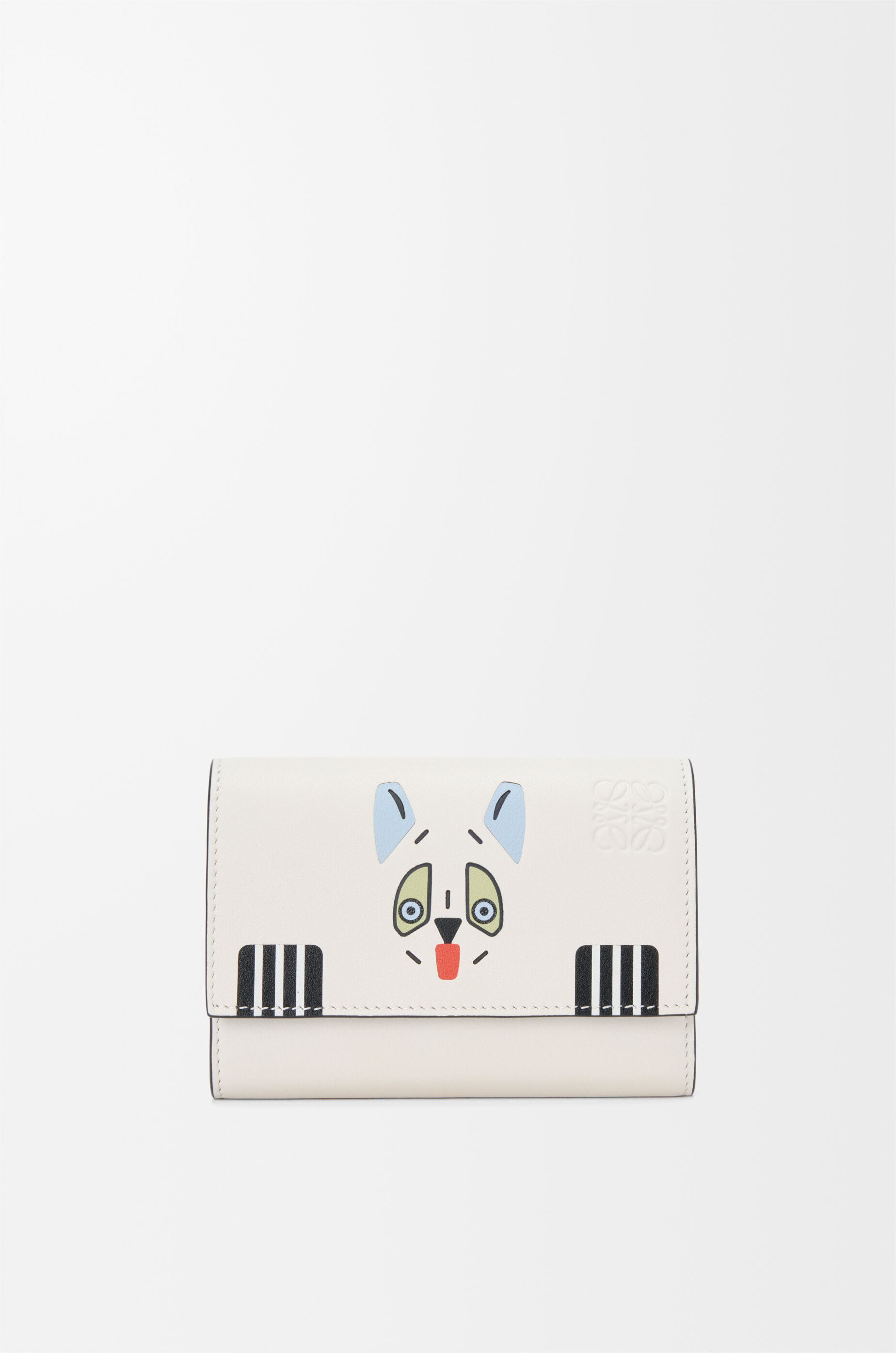 LOEWE バーティカルウォレット 美品 オフホワイト トライフォールド ウォレット（サテンカーフ） グレー - LOEWE