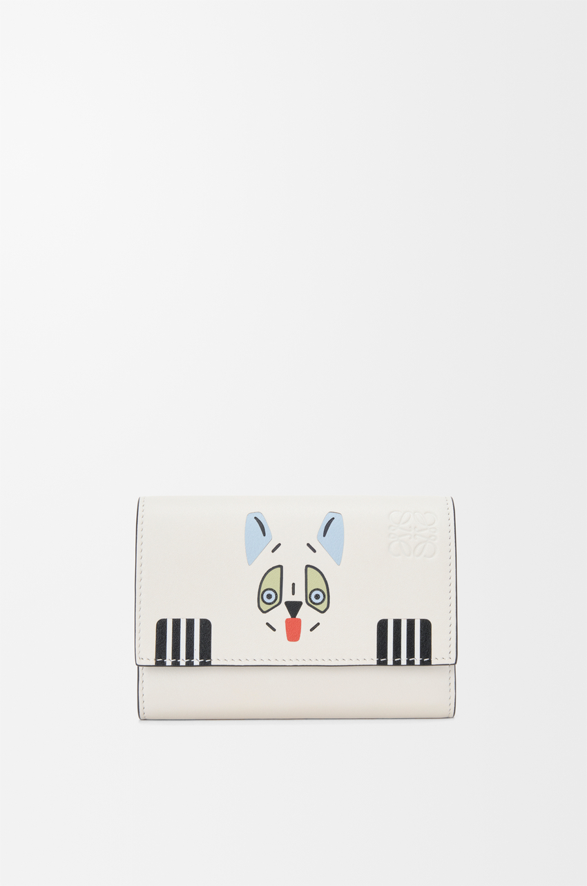 Futurist Cat small vertical wallet in classic calfskin