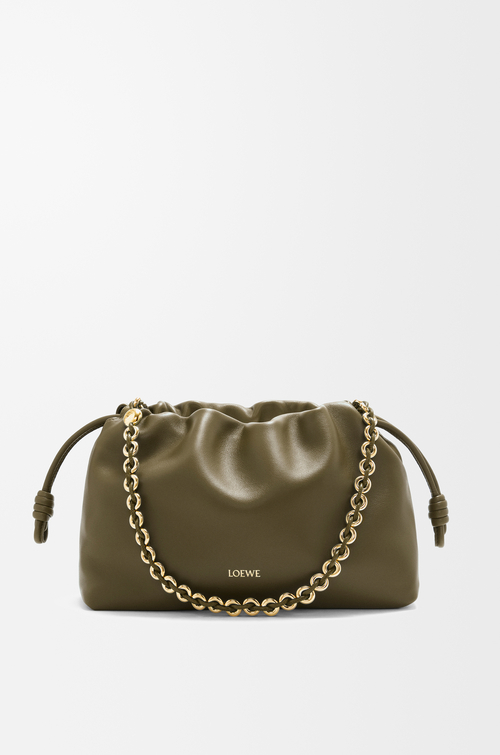 LOEWE Medium Flamenco purse in mellow nappa lambskin Dark Khaki