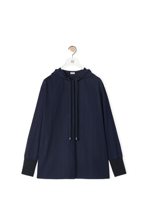 LOEWE Anagram jacquard hooded shirt in silk and cotton Night