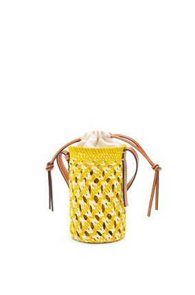 LOEWE 伊拉卡棕榈和牛皮革圆筒形小袋 Natural/Yellow