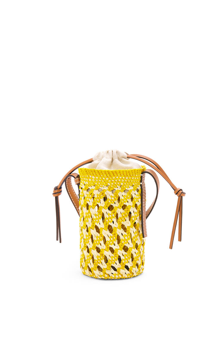 LOEWE Cylinder Pocket in iraca palm and calfskin Natural/Yellow