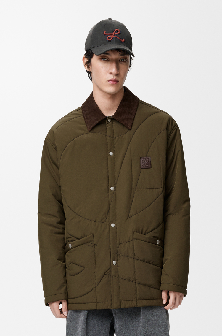 LOEWE Padded overshirt in technical shell Khaki Green