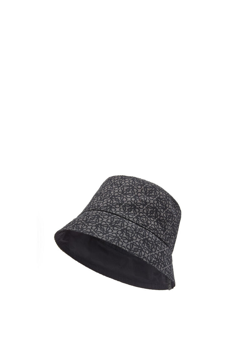 LOEWE Reversible Anagram bucket hat in jacquard and nylon Anthracite/Black pdp_rd