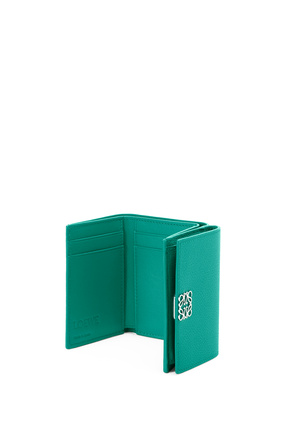 LOEWE Anagram trifold wallet in pebble grain calfskin Emerald Green