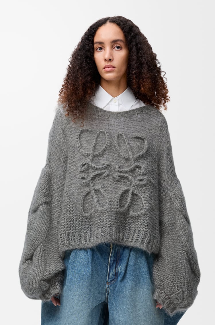 LOEWE Pull Anagram en mohair Gris Chiné