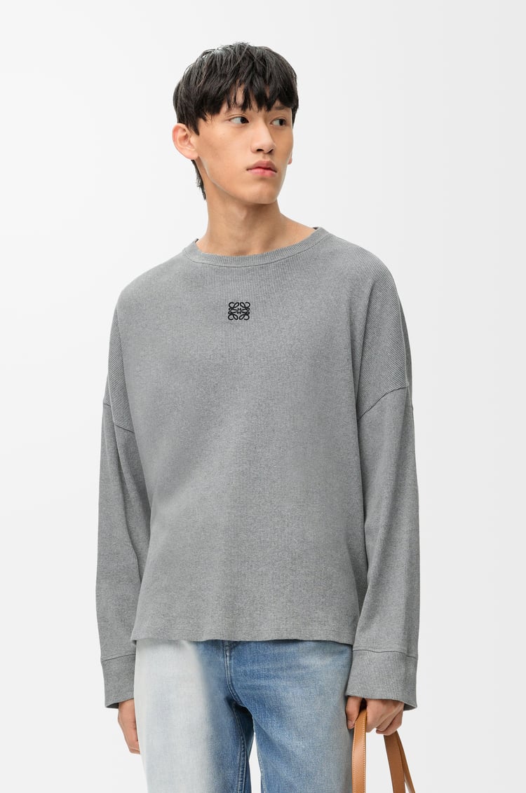 LOEWE Oversized fit long sleeve T-shirt in cotton Grey Melange
