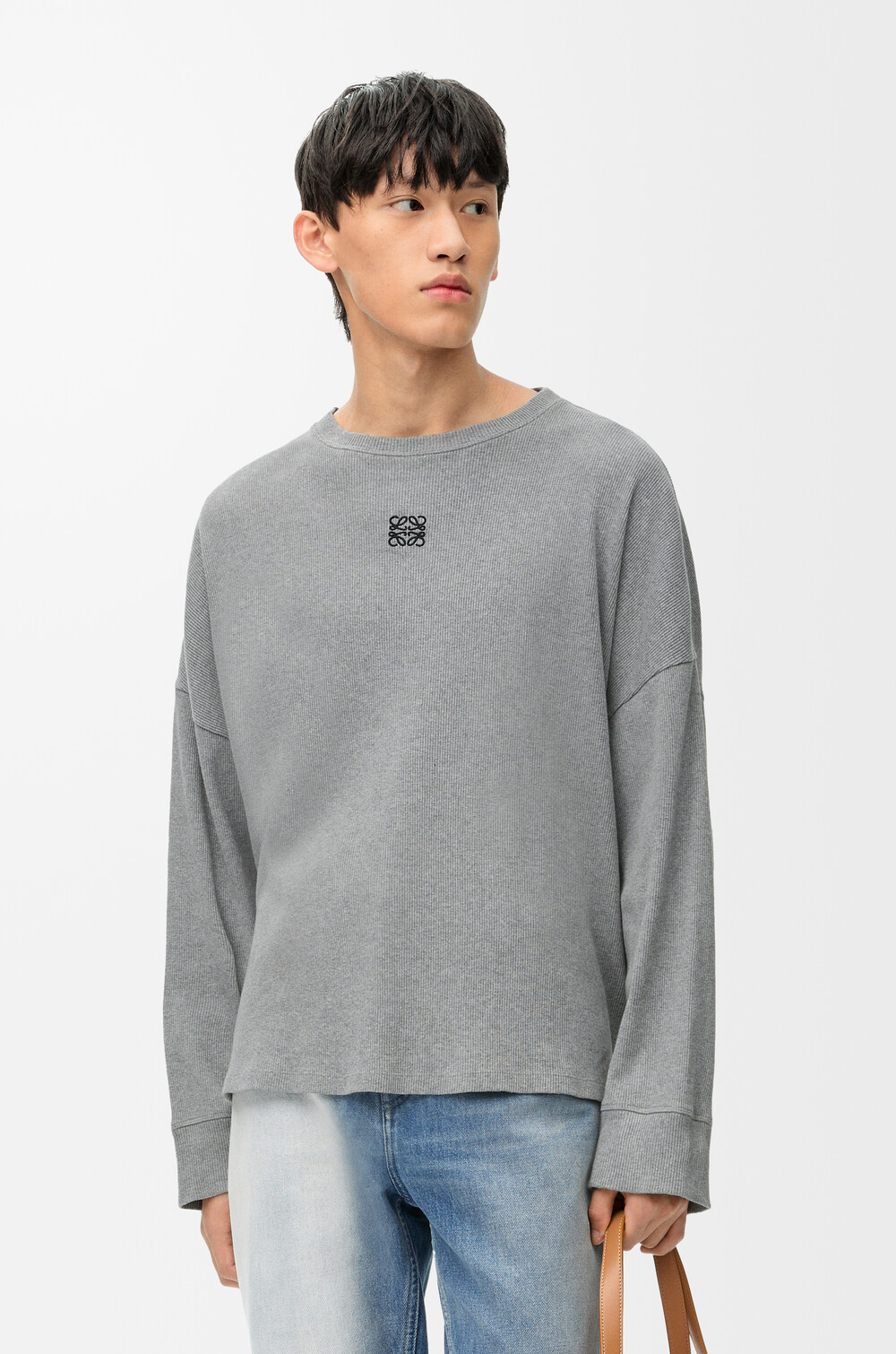 オーバーサイズフィット ロングスリーブ Tシャツ（コットン） グレー 