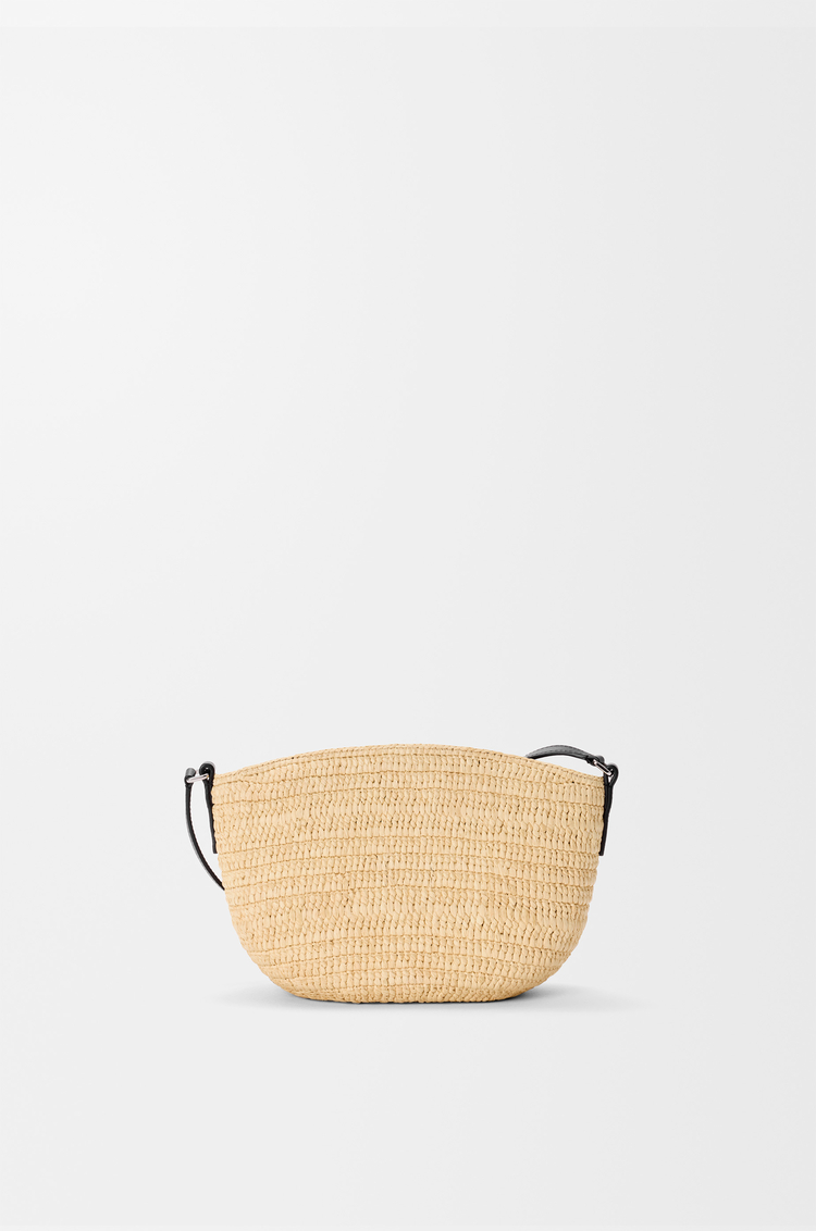 LOEWE Eclipse pochette in raffia and calfskin Natural/Black