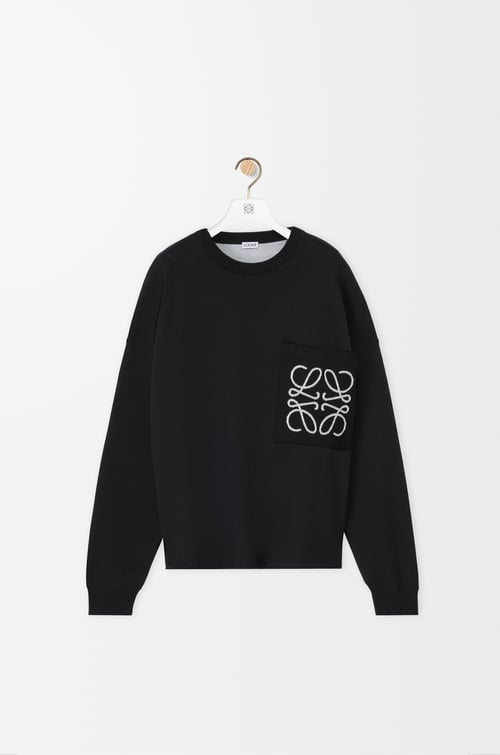 LOEWE Jersey Anagram con bolsillo en algodón Negro/Blanco