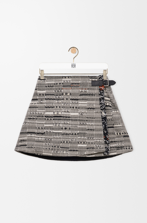 LOEWE Falda en jacquard de algodón Negro/Blanco