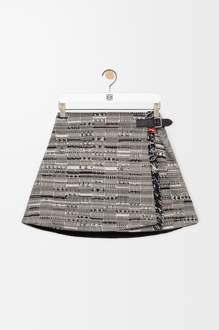 LOEWE Falda en jacquard de algodón Negro/Blanco