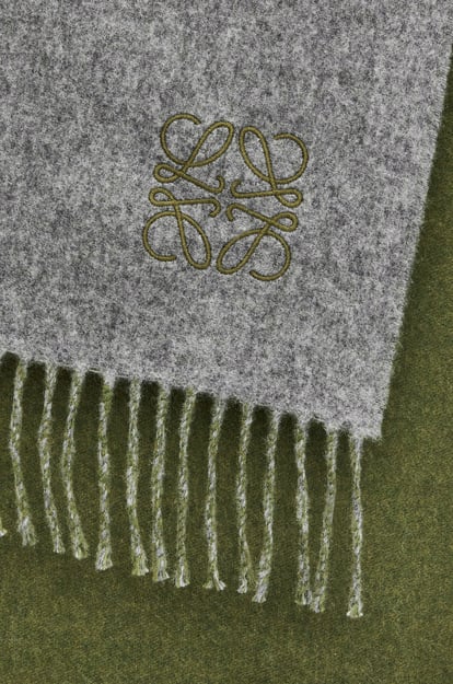 LOEWE Écharpe bicolore en laine et cachemire GRIS/VERT plp_rd