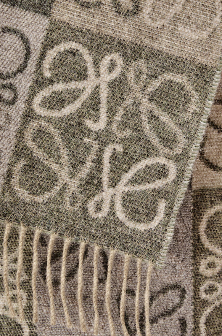 LOEWE Anagram scarf in wool and cashmere Beige/Khaki Green