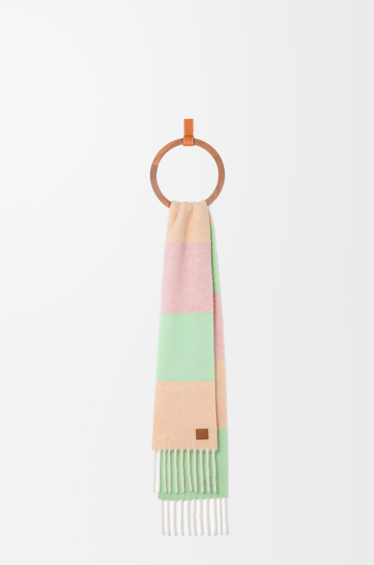 LOEWE Scarf in alpaca and wool blend Peach/Matcha/Pink