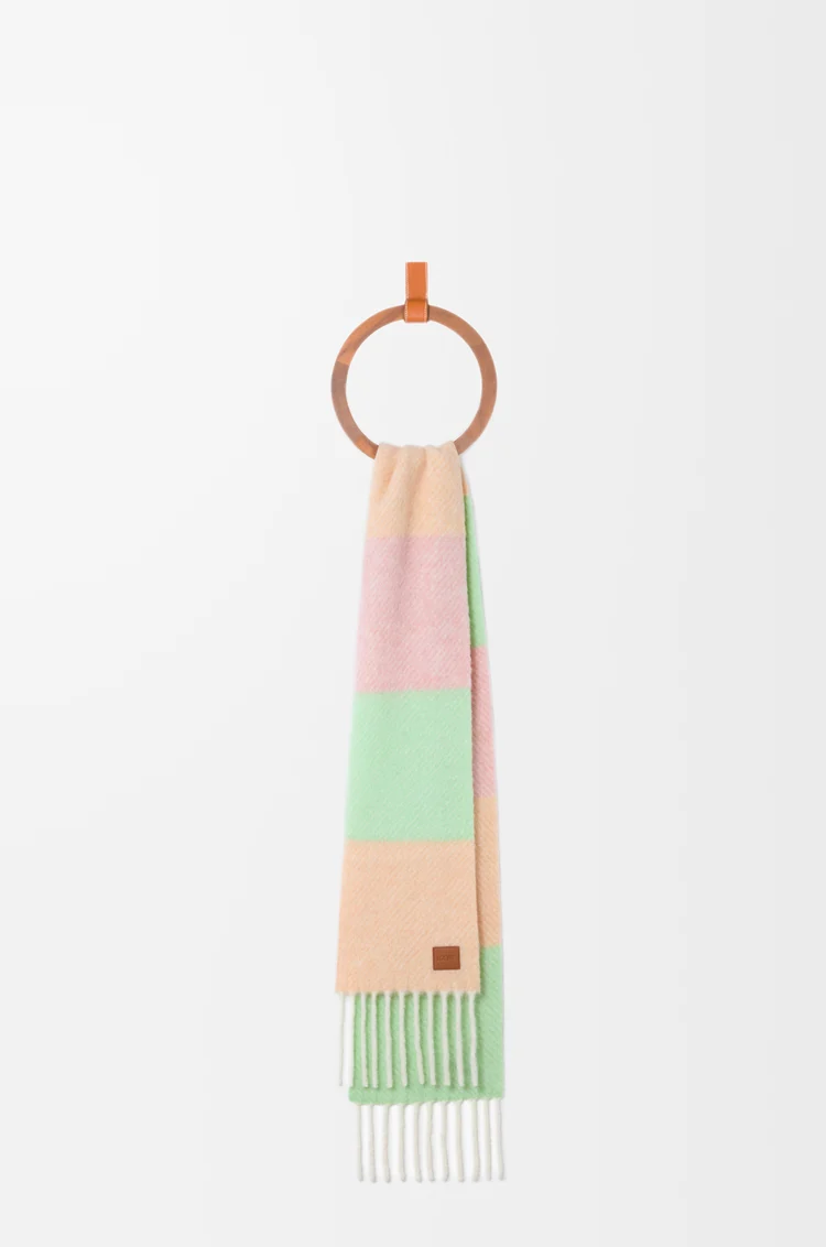 LOEWE Scarf in alpaca and wool blend Peach/Matcha/Pink