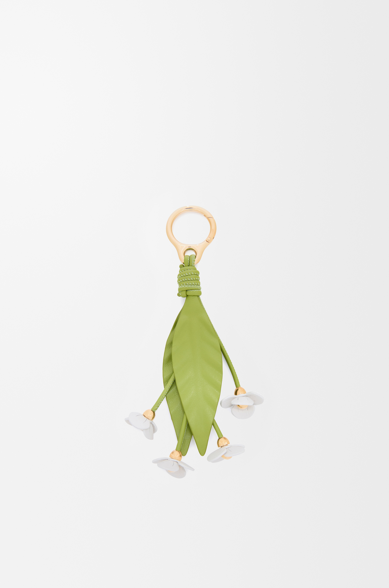 LOEWE Strawberry flower charm in classic calfskin Green/White