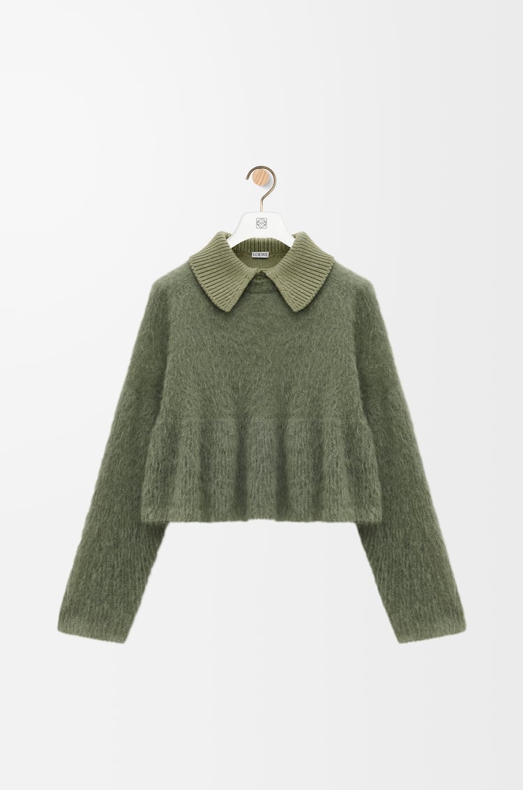 LOEWE Polo sweater in mohair blend Khaki Green