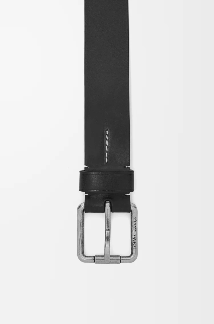 LOEWE Roller Curve belt in supple grained calfskin Black/Vintage Palladium