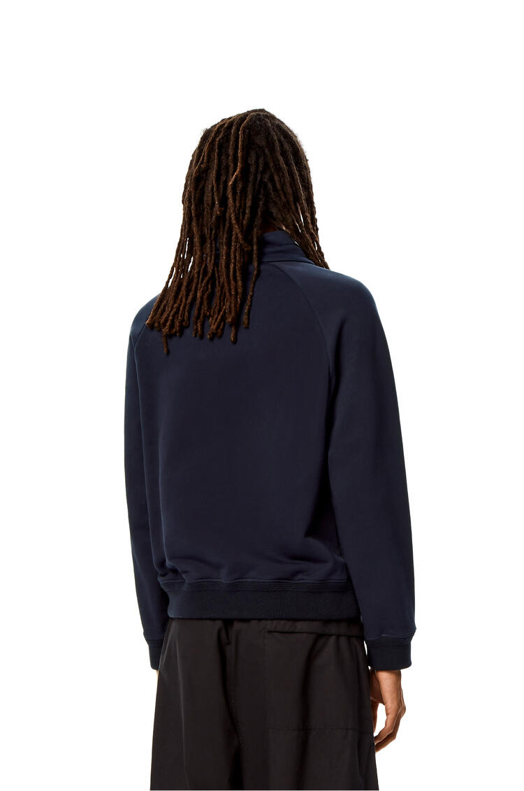 LOEWE Embroidered zipped pullover in cotton Ultramarine Blue