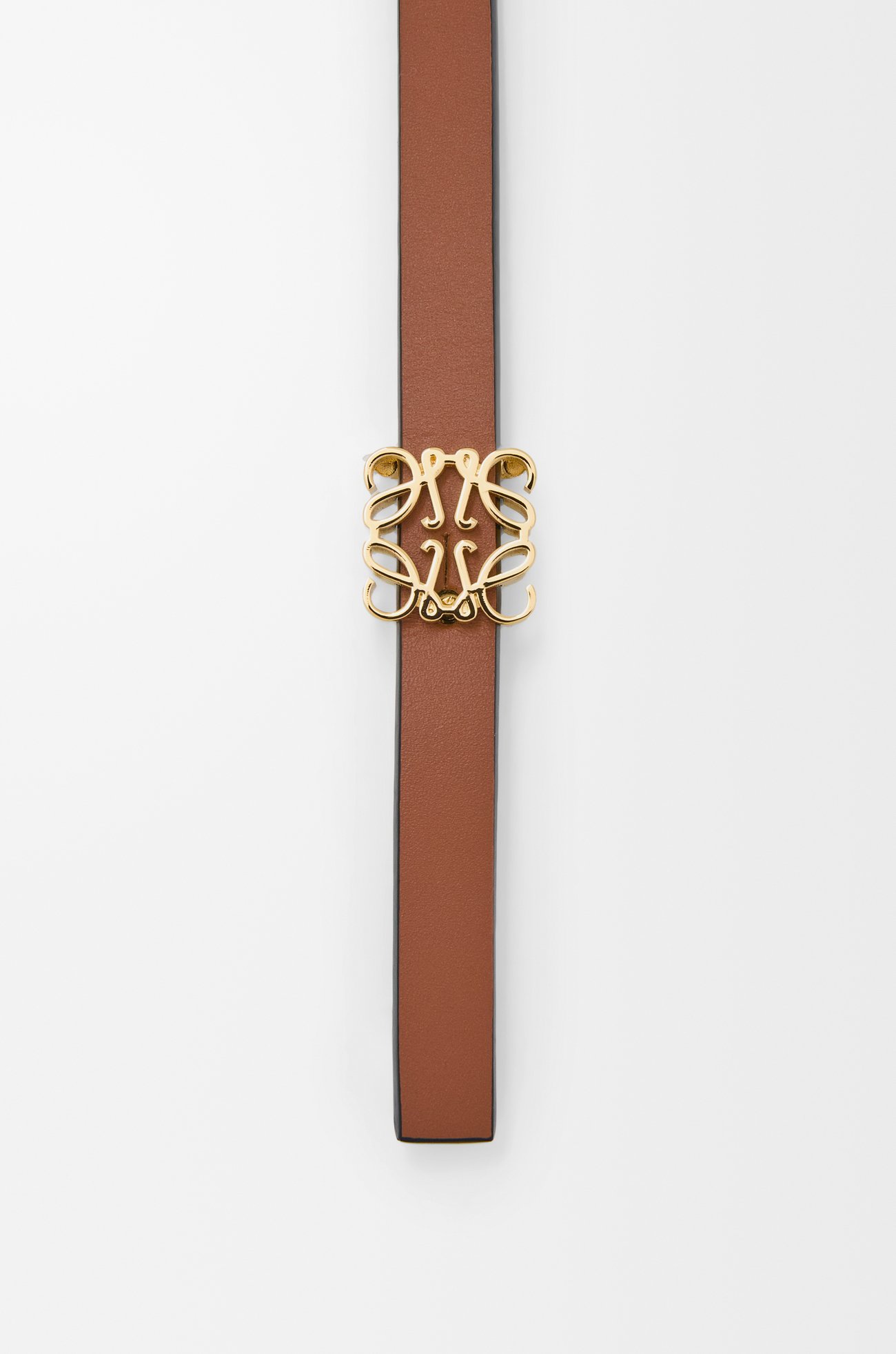 LOEWE 光滑小牛皮雙面 Anagram 方塊皮帶 棕褐色/黑色/金色