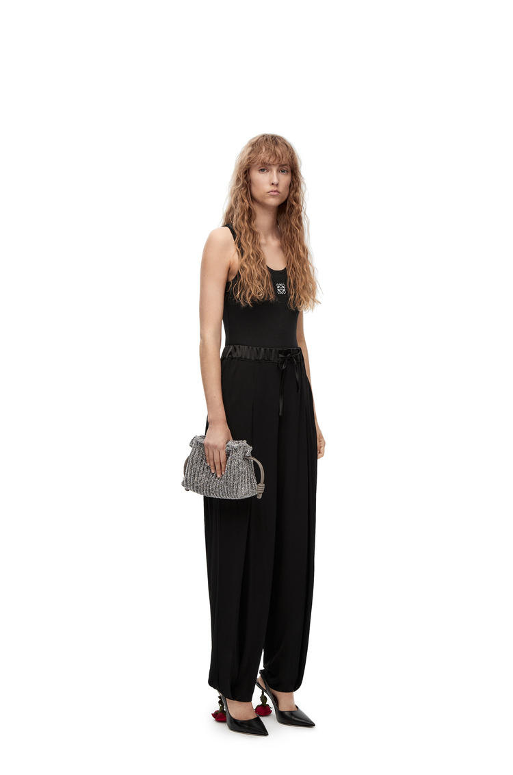 LOEWE Bolso Flamenco Clutch mini en tela de lúrex Plata