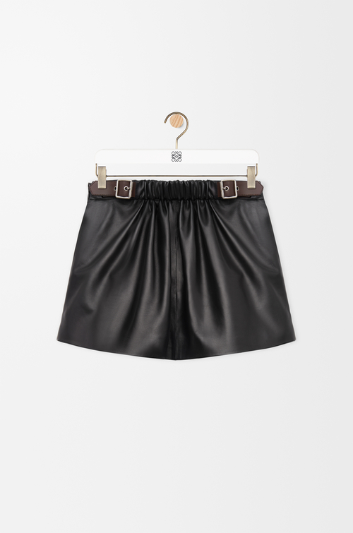 LOEWE Falda con cinturón en piel napa de cordero Negro