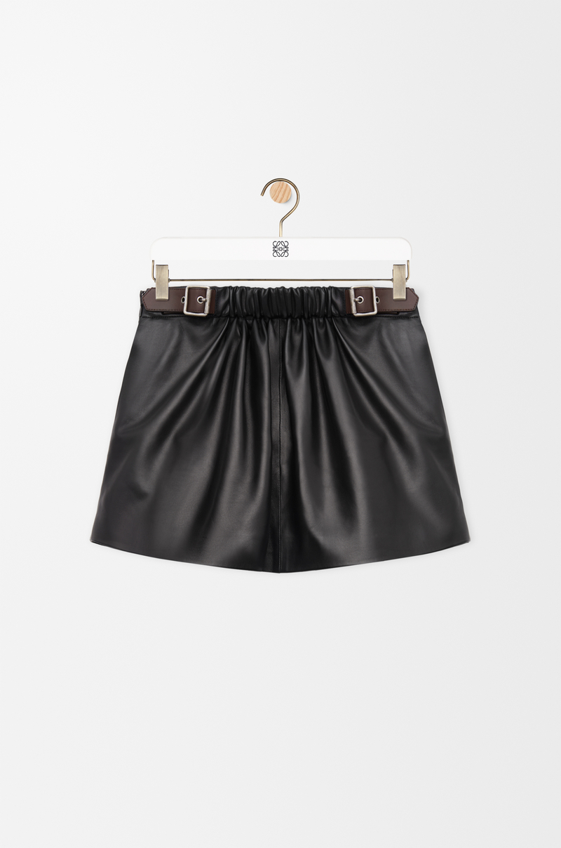 LOEWE Rock mit Gürtel aus Nappa-Lammleder Schwarz