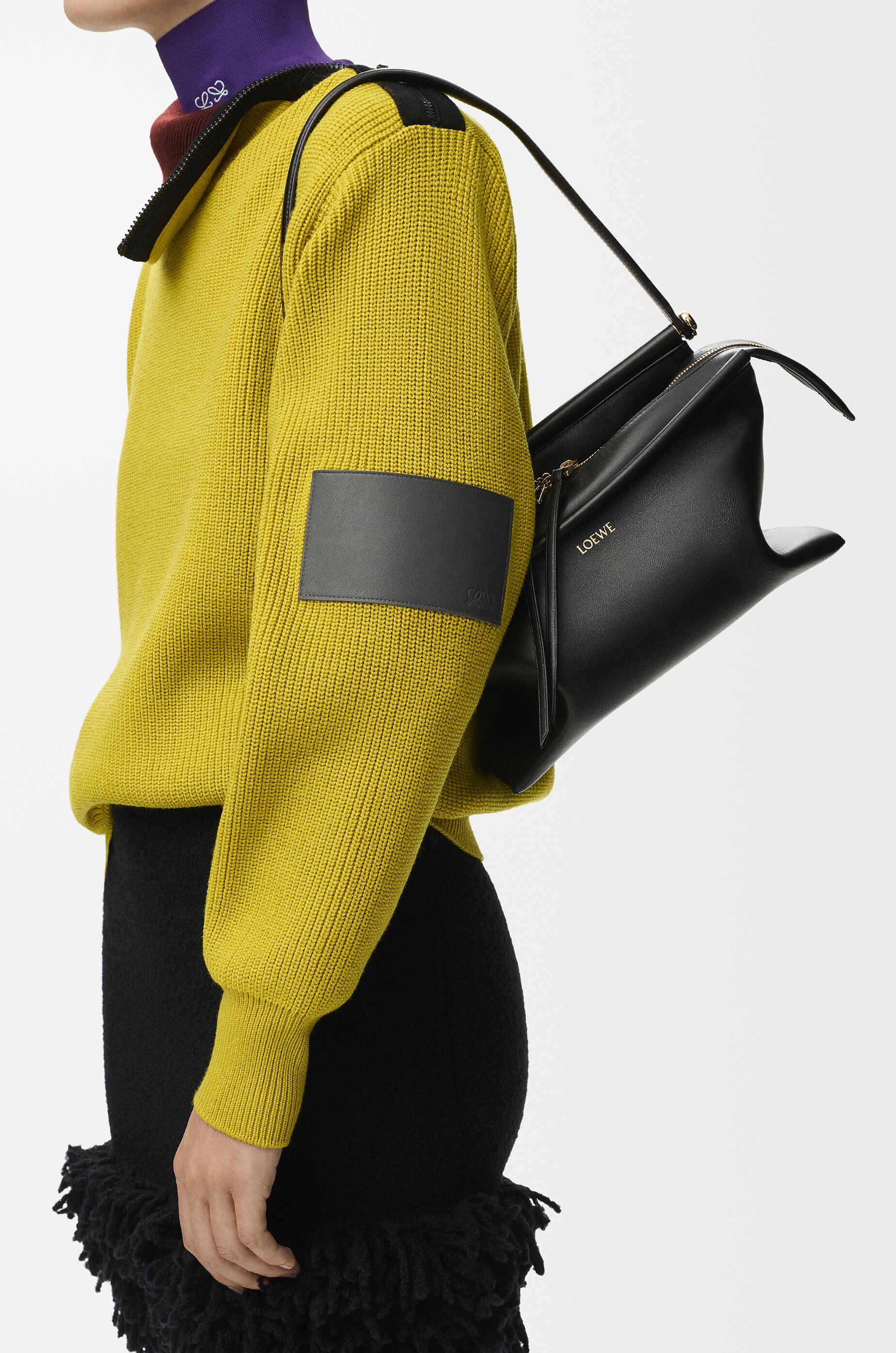 Small Whisker bag in glazed calfskin Black - LOEWE USA Official