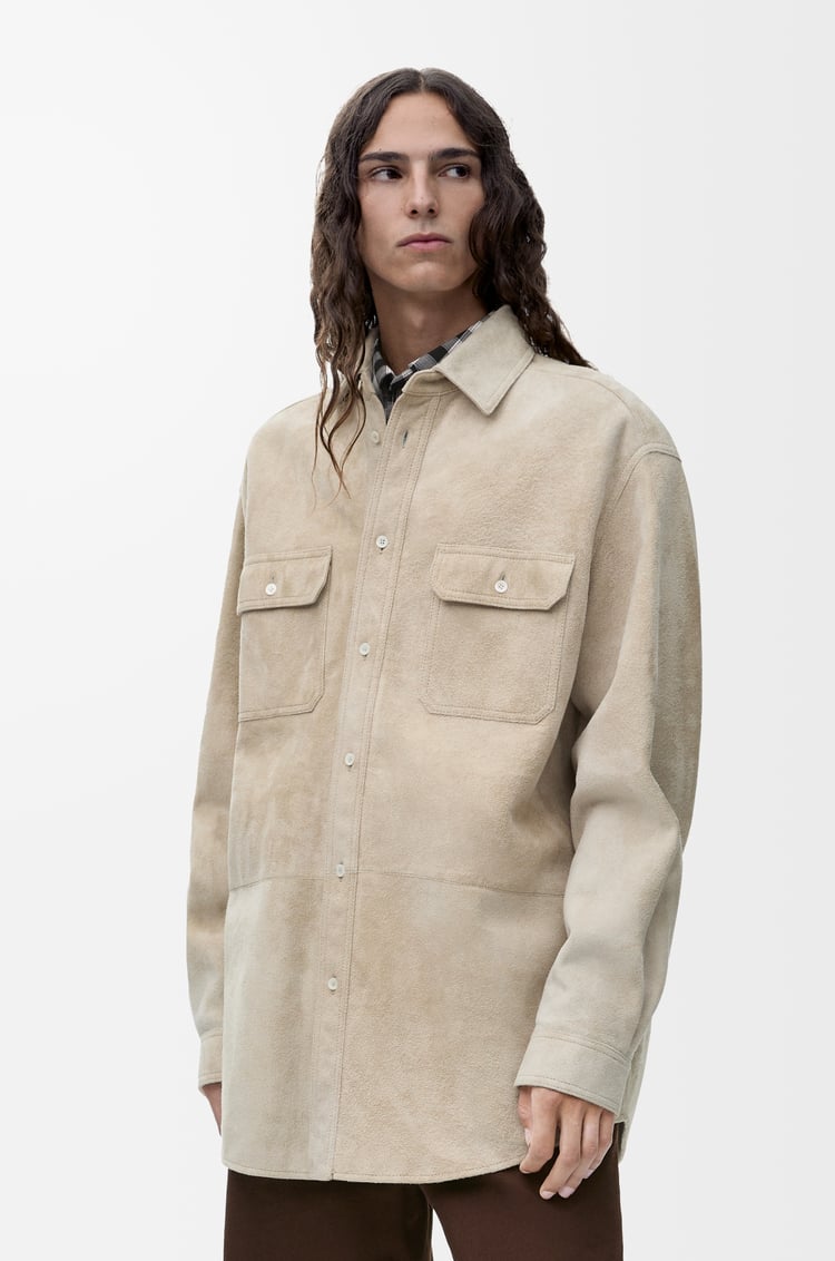 LOEWE 绒面羊皮革外套衬衫 白色