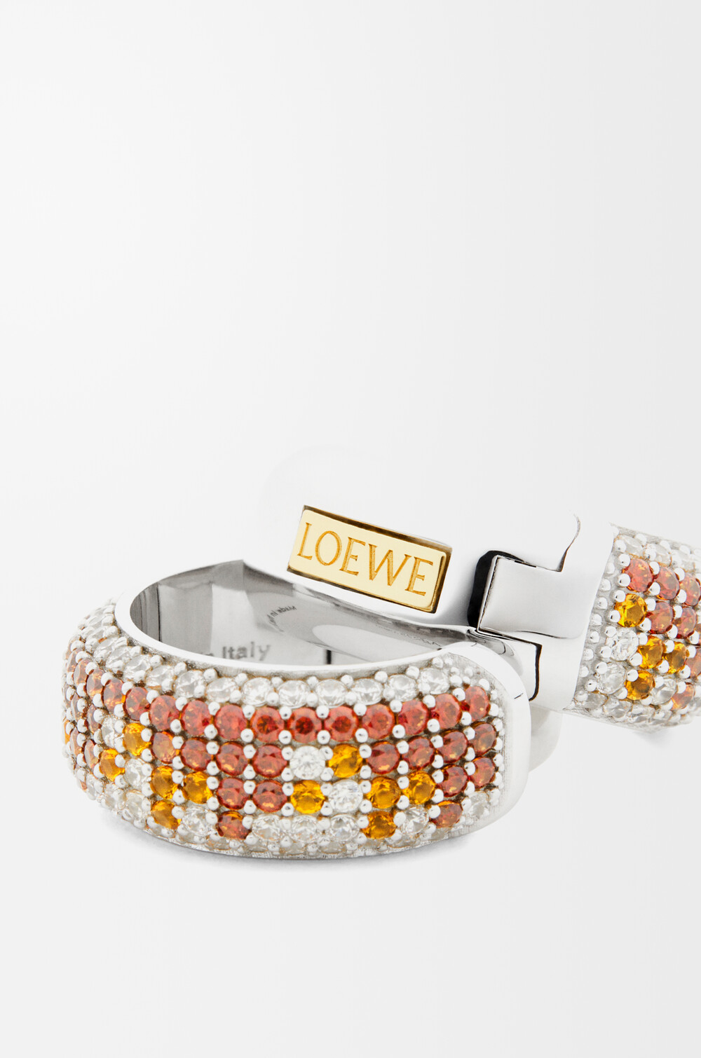 パヴェ フープ ピアス（スターリングシルバー＆クリスタル） シルバー 