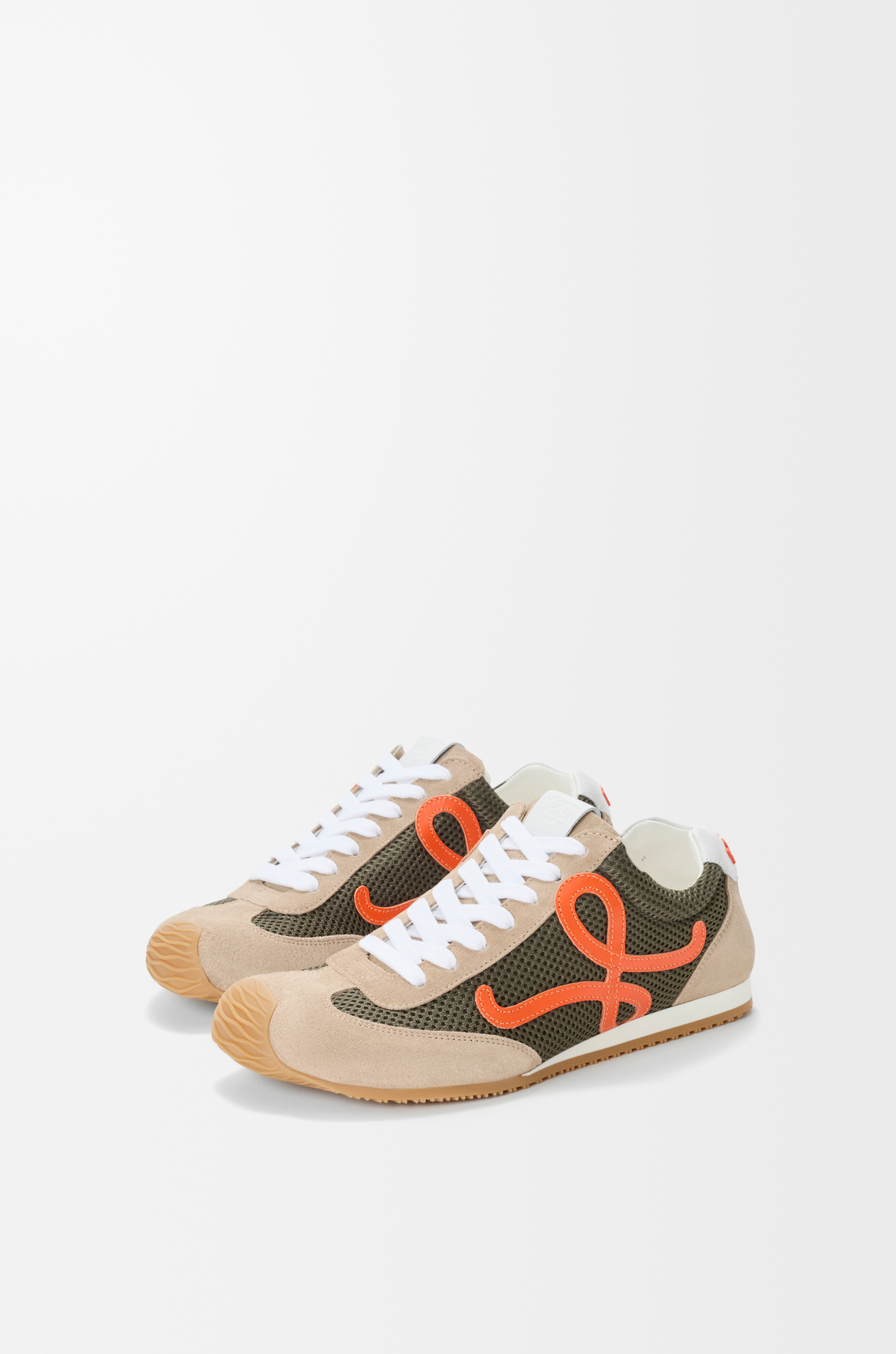 LOEWE Ballet Runner 2.0 in suede and mesh Khaki Green/Orange/Light Khaki