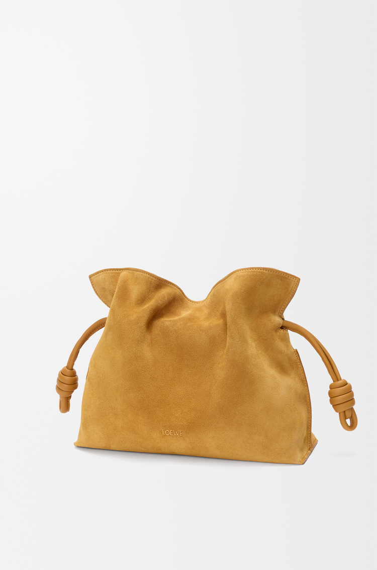 LOEWE Medium Flamenco clutch in suede Ochre