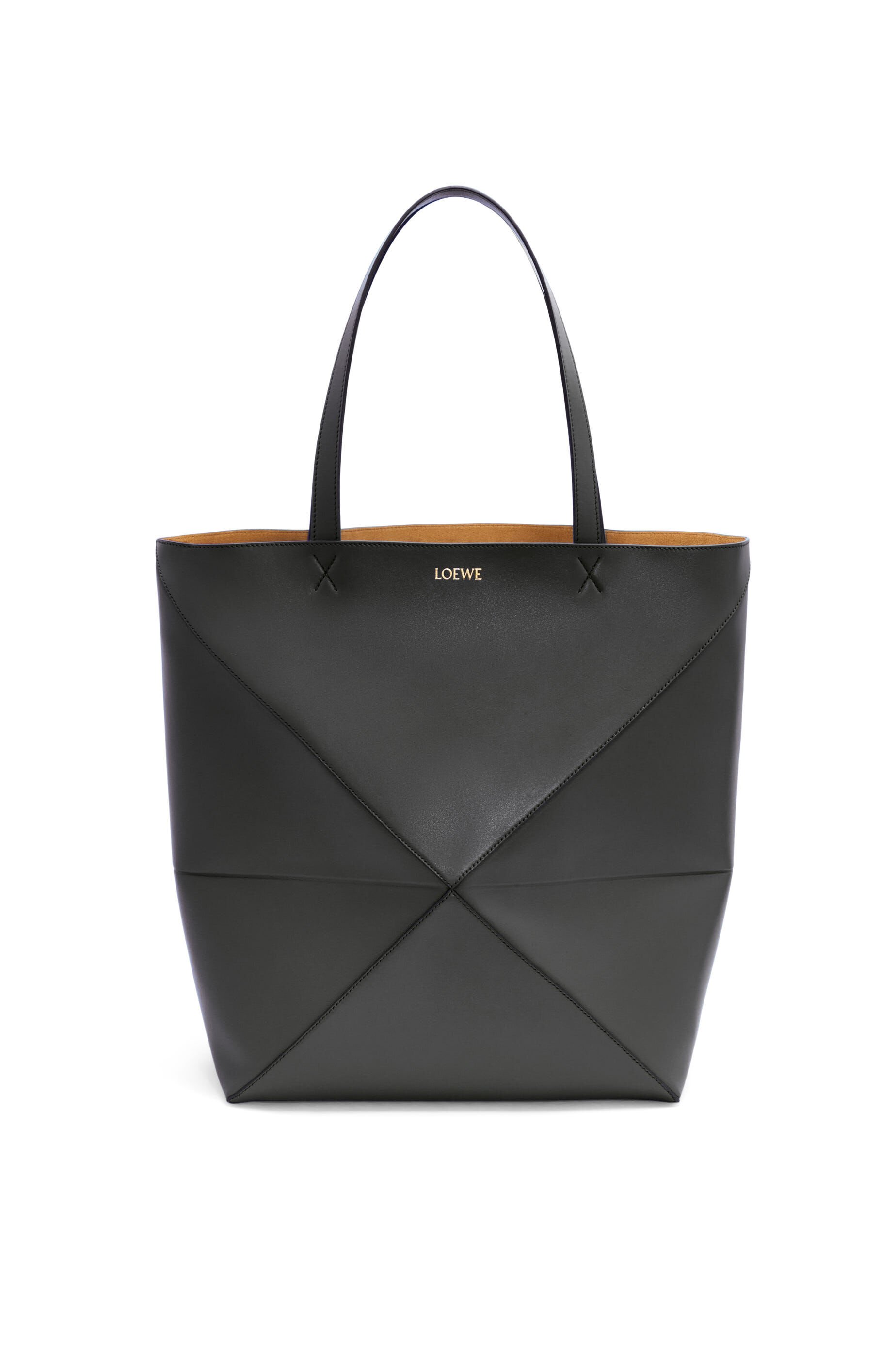Large Puzzle Fold Tote in shiny calfskin Black - LOEWE
