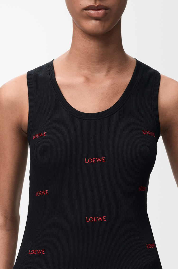 LOEWE 탱크 탑 - 스트레치 코튼 블랙