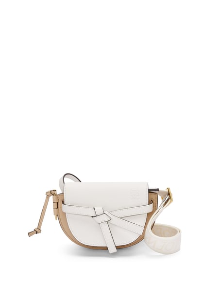 LOEWE Mini Gate Dual bag in soft calfskin and jacquard Soft White/Paper Craft plp_rd