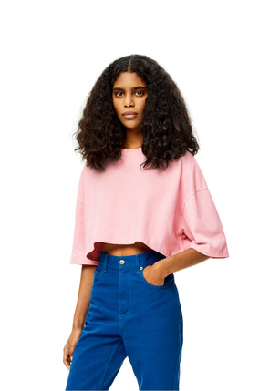 LOEWE Cropped Anagram T-shirt in cotton Light Pink plp_rd
