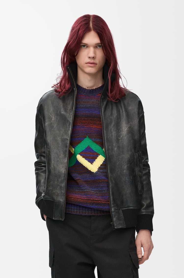 LOEWE Zip-up jacket in nappa lambskin Washed Black