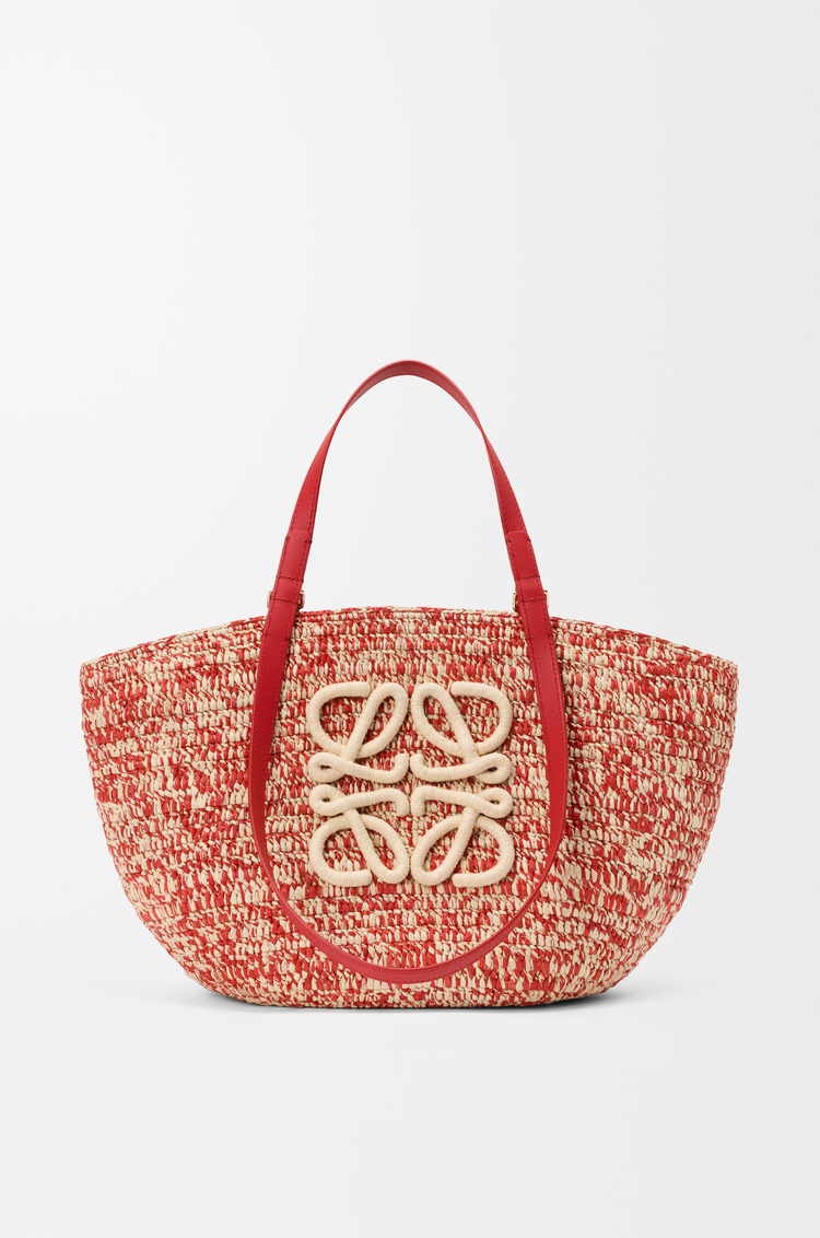 LOEWE Medium Eclipse basket in raffia and calfskin Red