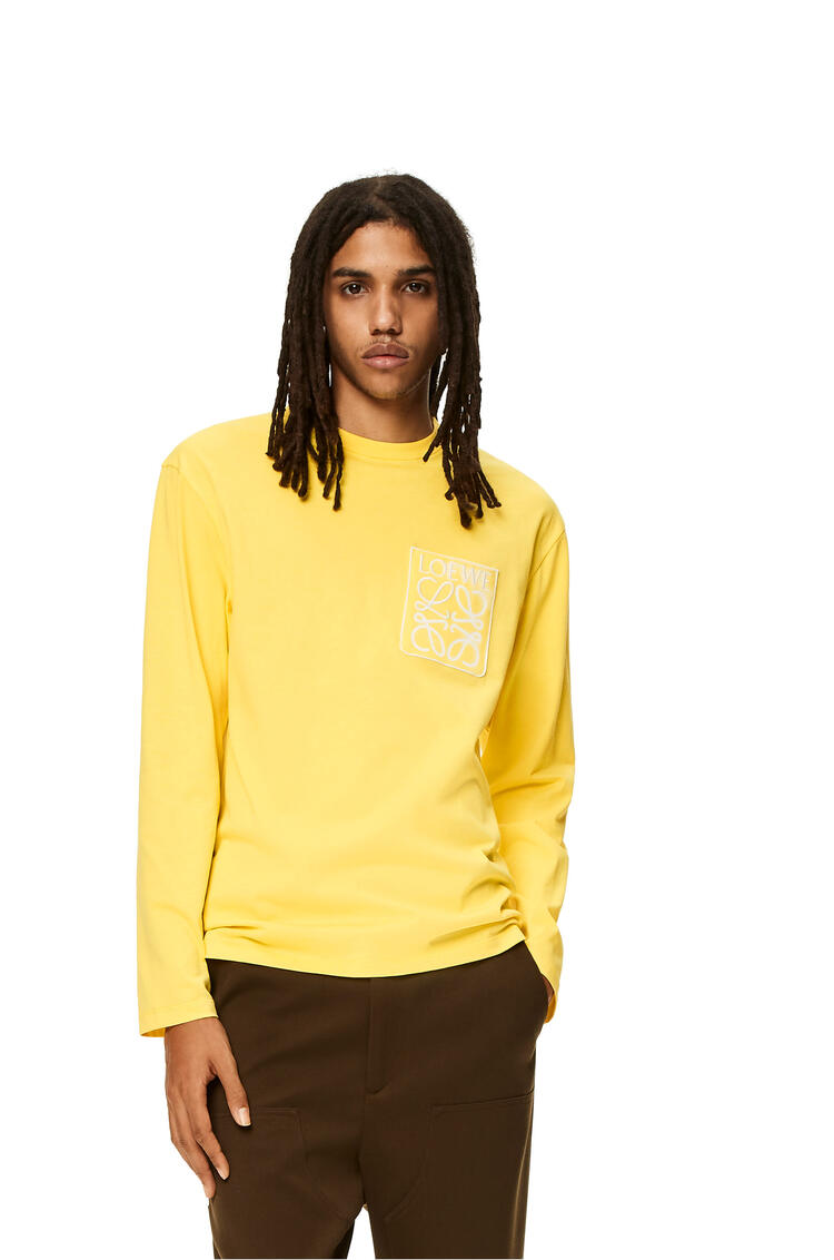 LOEWE Anagram fake pocket long sleeve T-shirt in cotton Yellow