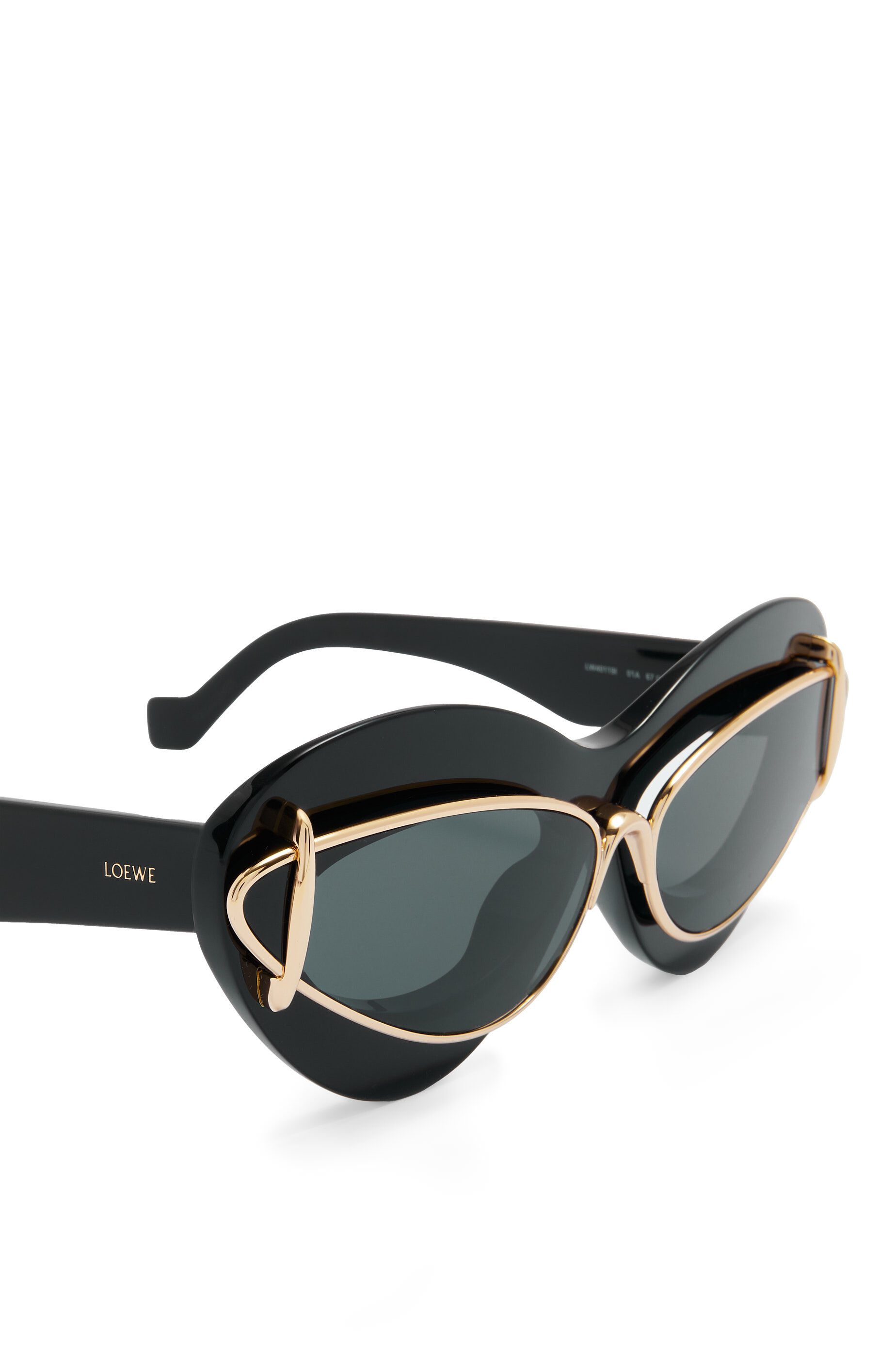 Cateye double frame sunglasses in acetate and metal Shiny Black LOEWE
