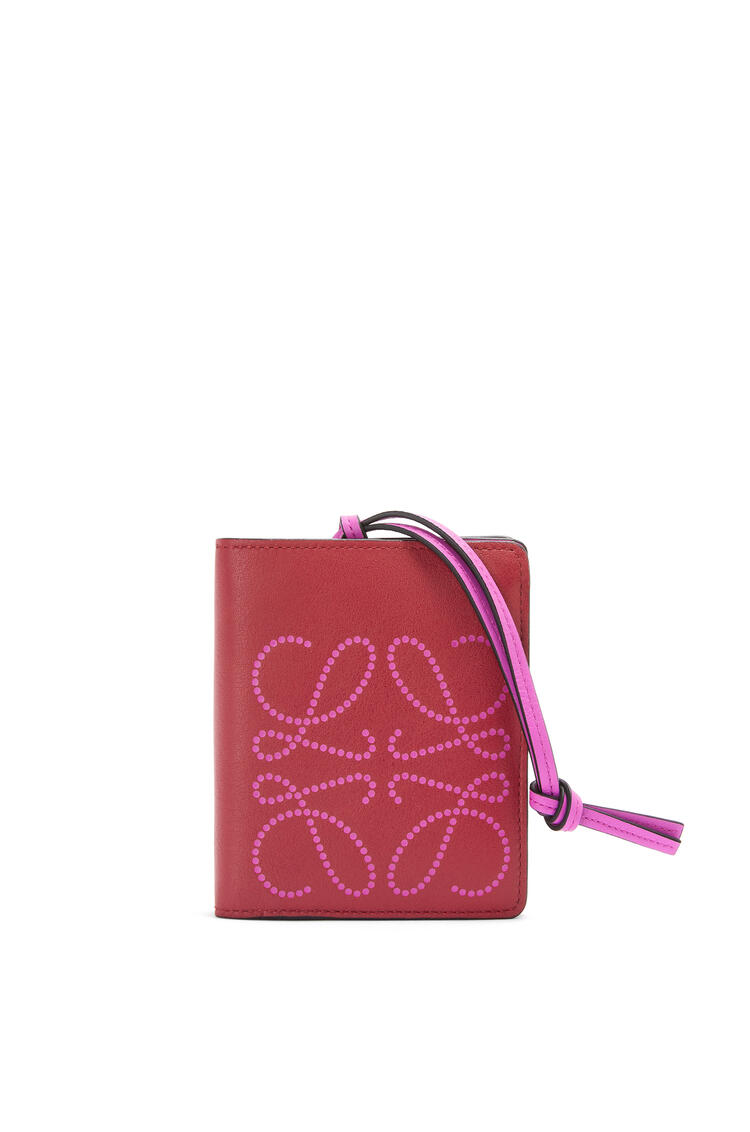 LOEWE Brand compact zip wallet in classic calfskin Rouge/Bright Purple