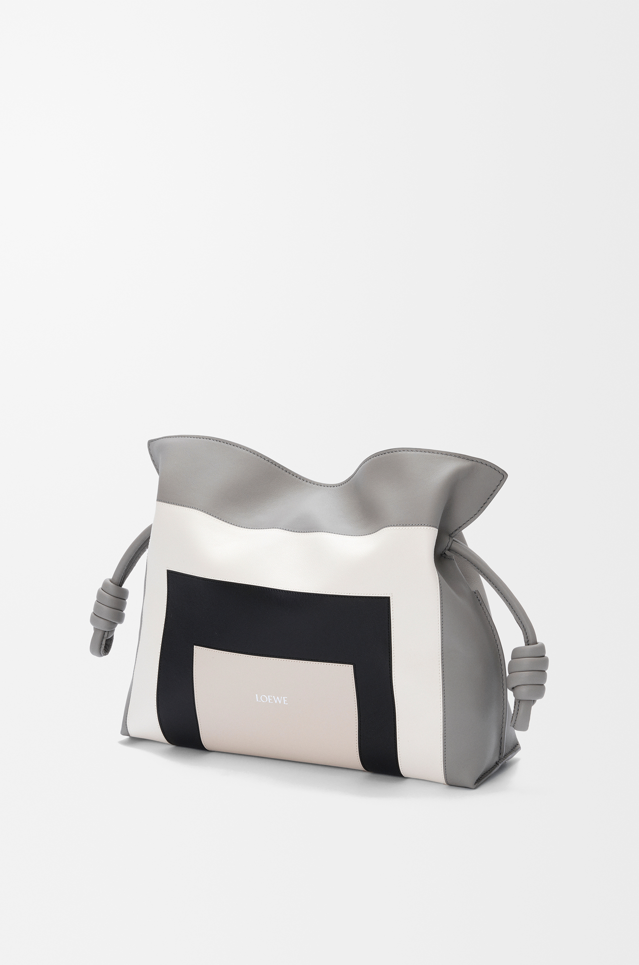 LOEWE Borsa Flamenco Clutch media in nappa di vitello Grigio/Light Ghost